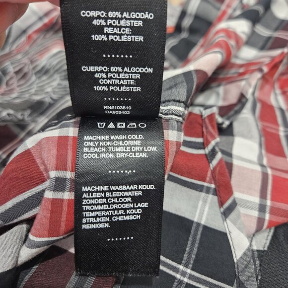 Harley-Davidson Shirt Mens Medium Plaid Eagle Patch Motor Clothes Western - Picture 15 of 16